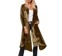 Gabardina larga de terciopelo vintage para mujer, chaqueta de invierno, elegante, que realza la figura, adelgazante, cortavientos, informal, monocolor, chaqueta de entretiempo, abrigo de entretiempo