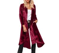 Gabardina larga de terciopelo vintage para mujer, chaqueta de invierno, elegante, que realza la figura, adelgazante, cortavientos, informal, monocolor, chaqueta de entretiempo, abrigo de entretiempo