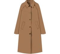 Gabardina larga extragrande para mujer, estilo casual, de un solo botón, con solapa de muesca, forro a cuadros, resistente al viento, ideal para primavera y otoño, color marrón claro, talla M.
