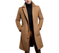 Gabardina negra de lujo para hombre, abrigo largo y cálido de un solo pecho (XL café)