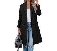 Gabardina negra, gabardina larga para mujer, abrigos de invierno de longitud media, chaqueta con solapa cruzada y muesca, prendas vestir exteriores