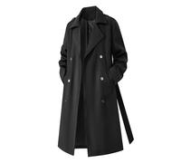Gabardina para hombre abrigo largo de entretiempo clásico otoño primavera chaqueta cruzada trinchera con cinturón algodón color sólido cortavientos n5