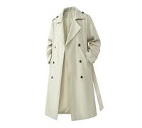 Gabardina para hombre abrigo largo de entretiempo clásico otoño primavera chaqueta cruzada trinchera con cinturón algodón color sólido cortavientos