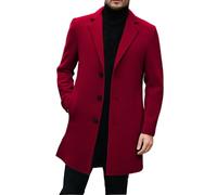 Gabardina para hombre, ajuste delgado, abrigo largo a medida para el trabajo, eventos nocturnos, desplazamientos y trajes casuales de invierno, adecuado para viajes, ocio y planes sociales, Vino, L