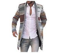 Gabardina para hombre, informal, con estampado de colores en contraste, cuello de solapa, chaqueta gruesa para atletismo, resistente al viento, longitud completa, cálida, ajuste regular, ropa de calle