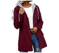 Gabardina para mujer chaqueta de lluvia con cremallera chaqueta de entretiempo con capucha mujer talla grande rompevientos casual abrigo sólido abrigo exterior a prueba de viento impermeable con