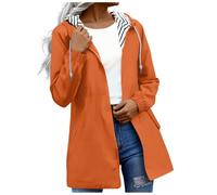 Gabardina para mujer chaqueta de lluvia con cremallera chaqueta de entretiempo con capucha mujer talla grande rompevientos casual abrigo sólido abrigo exterior a prueba de viento impermeable con