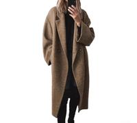 Gabardina para mujer, chaqueta larga de mezcla de lana, cuello abatible | Abrigo cálido con un solo botón en cinco colores para otoño e invierno, tallas M a 2XL