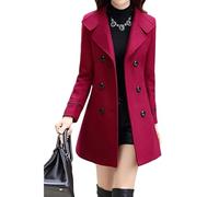 Gabardina para mujer pequeña, cuello Peter Pan, doble botonadura, corte entallado, abrigo largo de invierno, abrigo de invierno cálido