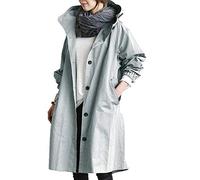 Gabardinas Ligera para Mujer Larga Elegante Chaquetas Rompevientos con Capucha Holgada Cómoda Transpirable Parka Cortavientos Activa para Exteriore Abrigo Gabardina Casual Entretiempo Talla grande