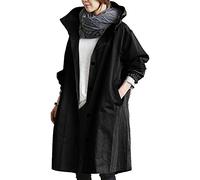 Gabardinas Ligera para Mujer Larga Elegante Chaquetas Rompevientos con Capucha Holgada Cómoda Transpirable Parka Cortavientos Activa para Exteriore Abrigo Gabardina Casual Entretiempo Talla grande
