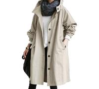 Gabardinas Ligera para Mujer Larga Elegante Chaquetas Rompevientos con Capucha Holgada Cómoda Transpirable Parka Cortavientos Activa para Exteriore Abrigo Gabardina Casual Entretiempo Talla grande