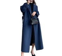 Gabardinas para mujer, elegantes, de largo completo, con doble botonadura, solapa y cinturón, elegantes, color azul marino, talla XX Large