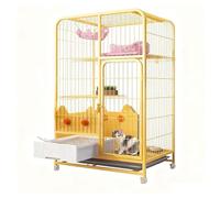 Gabbia per Gatti da Interno Recinto per Gatti in Metallo con Lettiera, Piattaforme e Amaca, Casa Robusta per 1-2 Gatti e Piccoli Animali, con Ruote(L)