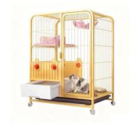 Gabbia per Gatti da Interno Recinto per Gatti in Metallo con Lettiera, Piattaforme e Amaca, Casa Robusta per 1-2 Gatti e Piccoli Animali, con Ruote(M)