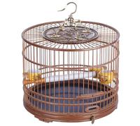 Gabbia Rotonda per Uccelli, Gabbia per Uccelli In Bambù, Diametro 29,5 Cm, Altezza 22 Cm, Strisce Di Bambù Distanziate Di 1,2 Cm, per Passeri Rossi E BLU, Occhi a Vista, Letterati, Perle