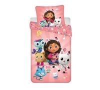 Gabby Casa Muñecas Funda Nórdica Cama 90 140x200 + Funda Almohada 65x65 | Ropa de cama reversible | Algodón natural transpirable | Licencia oficial | Niña | Regalo | Lavable a máquina