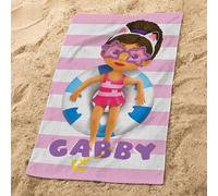 Gabby ET LA Maison Magique Pink Toalla de Playa Infantil | 100% algodón, Oeko-Tex | 70 x 120 cm | Estampado de niña | Rosa