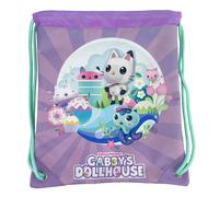Gabby- Mochila Saco, Mochila con Cuerdas, Preescolar, Complementos, Color Morado, Producto Oficial (CyP Brands)