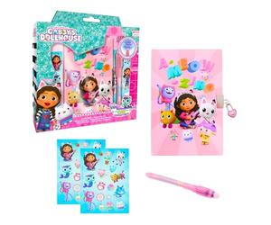 Gabby's Doll House Juego de Papelería, Incluye Diario Secreto Boligrafo Pegatinas y Candado con Llaves, Regalo Set de Papeleria para Niñas