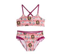 Gabby's Dollhouse - Bikini Niña 2 Piezas 3-10 Años - Bañador Licencia Oficial - Top Cruzado Purpurina & Braga Volantes - Secado Rápido - Rosa (FR/ES, Números, 5 años)