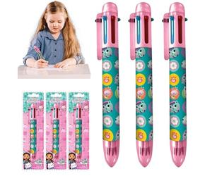 Gabby's Dollhouse - Bolígrafos multicolores 6 en 1 retráctiles con diseño de arco iris, para niños, oficina, escuela, estudiantes, niños, regalo de Disney
