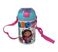 Gabby's Dollhouse - Botella de plástico reutilizable con correa para el hombro, sin BPA, capacidad de 450 ml