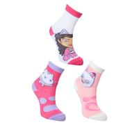 Gabby's Dollhouse Cat Adventures - Juego de 3 pares de calcetines de algodón para niña (IT, número, 23, 26, blanco)