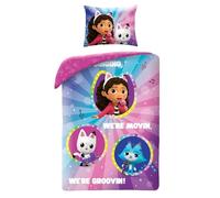 Gabby's Dollhouse - Juego de cama "La casa de muñecas" de Gabby's Dollhouse Cantar y Bailar - Funda nórdica de 140 x 200 cm con funda de almohada de 70 x 90 cm - Microfibra