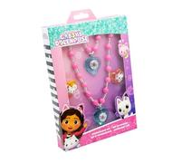 Gabby's Dollhouse - Juego de Joyas (1 Pulsera de Perlas, 1 Collar de Perlas, 2 Anillos, en Paquete de Regalo, 12 x 2,5 x 18,5 cm)