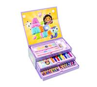 Gabby's Dollhouse Juego de Papelería, Incluye Lápices de Color, Rotuladores, Acuarelas, Pincel, Esponja, Lapiz, Sacapuntas, Borrador, Ceras de Color, Cuaderno, Estuche Maletin, Set Escolar Niñas