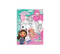 Gabby's Dollhouse - Juego de pegatinas para colorear (incluye 4 lápices de colores)