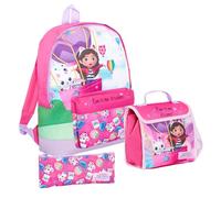 Gabby's Dollhouse Mochila + bolsa de almuerzo + estuche para lápices para niñas, juego de mochila escolar de 3 piezas Pandy Paws, rosa, Taille unique