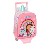 GABBY'S DOLLHOUSE - Mochila Guardería con Carro Safta, Ideal para Niños de Diferentes Edades, Cómoda y Versátil, Calidad y Resistencia, 22x10x27 cm