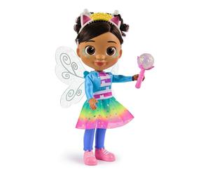 Gabby's Dollhouse - Muñeca Gabby Hada 33 cm con Alas Luminosas y Sonidos | Muñeca Gabby de 33 cm con alas luminosas en 7 colores, más de 20 sonidos, varita mágica, diadema y piezas articuladas.