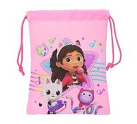 GABBY'S DOLLHOUSE PARTY - Saquito Merienda Lunch Bag, Portatodo, Calidad y Máxima Resistencia, Porta Comida, Recreo, 20x25 cm, Color Rosa claro