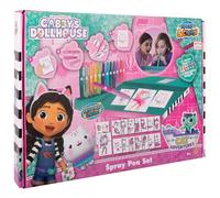 Gabby's Dollhouse - Spray Pen Set Desktop Box (GD23368) - Kit de Bolígrafos Pulverizadores para Colorear y Dibujar - 12 Bolígrafos soplador y 16 Plantillas para Crear Colores y Dibujos Únicos