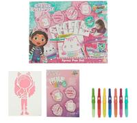 Gabby's Dollhouse - Spray Pen Set (GD23364) - Kit de Bolígrafos Pulverizadores para Colorear y Dibujar - 7 Bolígrafos soplador y 6 Plantillas para Crear Colores y Dibujos Únicos