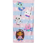 Gabby's Dollhouse Toalla de baño de playa para niños, 100 % algodón, a rayas, Pandy, Paw Mercat, Cakey, gato, hada, regalo para niñas y niños pequeños