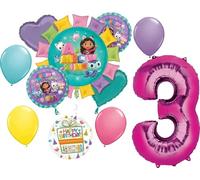 Gabby's - Ramo de globos para decoración de fiesta de cumpleaños de 3er cumpleaños con gatos y casa de muñecas
