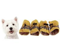 GabeFish Calcetines antideslizantes para perros, con cordón ajustable, protectores para patas de botas para mascotas pequeñas y medianas y gatos, color amarillo, talla 2XL