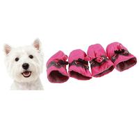 GabeFish Calcetines antideslizantes para perros, con cordón ajustable, protectores para patas de botas para mascotas pequeñas y medianas y gatos, color rosa, talla 3XL