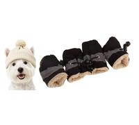 GabeFish Calcetines antideslizantes para perros, con cordón ajustable, protectores para patas de botas para mascotas pequeñas y medianas y gatos, negro/grueso, talla 3XL