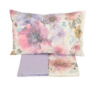 Gabel Juego Completo de sábanas para Cama de Matrimonio, de algodón Puro, 240 x 280 cm, sábana Bajera Ajustable de 175 x 200 cm y 2 Fundas de Almohada de 50 x 80 cm, Flower Power