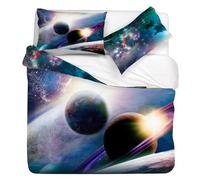 Gabel Juego de Funda nórdica Planetas, 250 x 205 cm, algodón Puro, Multicolor, impresión fotográfica Digital, Reversible con Sistema Più Mio