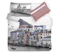 Gabel Juego de Funda nórdica Venezia, 250 x 205 cm, algodón Puro, Gris, impresión fotográfica Digital