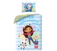 Juego de cama Gabby y la casa mágica 100% algodón, funda nórdica reversible de 140 x 200 cm + funda de almohada Gabby's Dollhouse