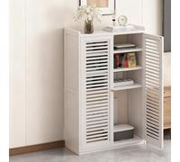 Gabinete Almacenamiento Multifuncional en Rattan para Router WiFi Caja Almacenamiento Medios Doméstica con Estantes Ajustables Gabinete Estéreo con Puertas(White,59*25*97cm/23.2*9.8*38.2in)