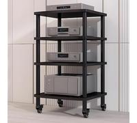 Gabinete AV móvil - Soporte rodante y organizador de escritorio, estante de almacenamiento de 2 niveles y mesa de impresora para oficina en casa, carrito móvil debajo del escritorio (marrón