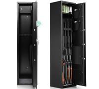 Gabinete biométrico para rifle de huellas dactilares de 144.4 cm con teclado digital, caja de seguridad antirrobo para oficina en casa, incluye caja de bloqueo de munición y almacenamiento